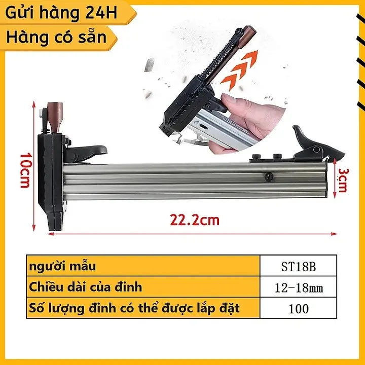 Dụng cụ đóng đinh ST18 - ST18B bằng tay, đinh dài 1.8cm đóng ngang tường hoặc trần nhà