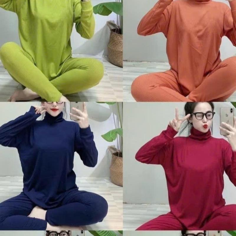 Combo 3 Bộ Ủ Kem Cổ Lọ Tay Dài Quần Ôm Thun Gân Lạnh Đa Dạng Mầu Sắc 40 - 70 kg set  botieuthu Nữ Top Áo Women
