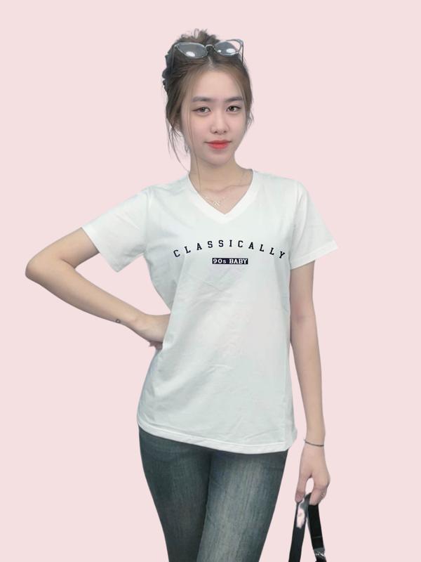 A045 - Áo Thun Thái Nữ Cổ Tim Co Giãn Tôn Dáng, Mịn Mát, Thấm Hút Mồ Hôi, Phối Hình Nổi Top Women 2
