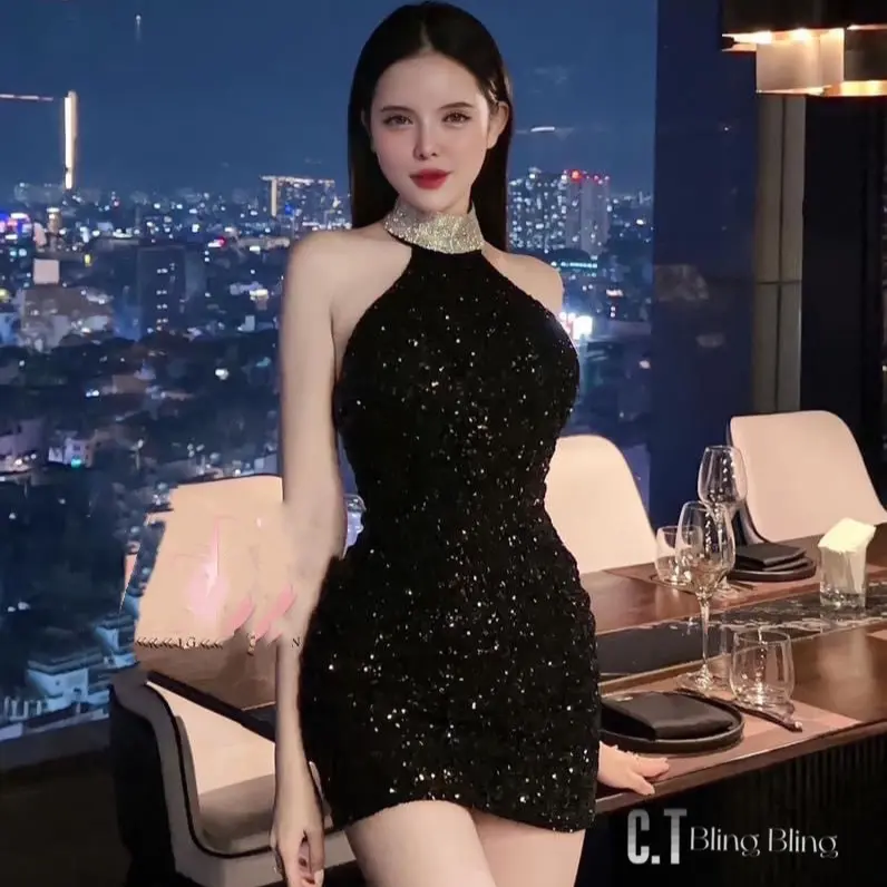 Váy Dự Tiệc,SN Bling 2Màu:Đỏ,Đen Size:SM Hangccap(san hang) Nữ