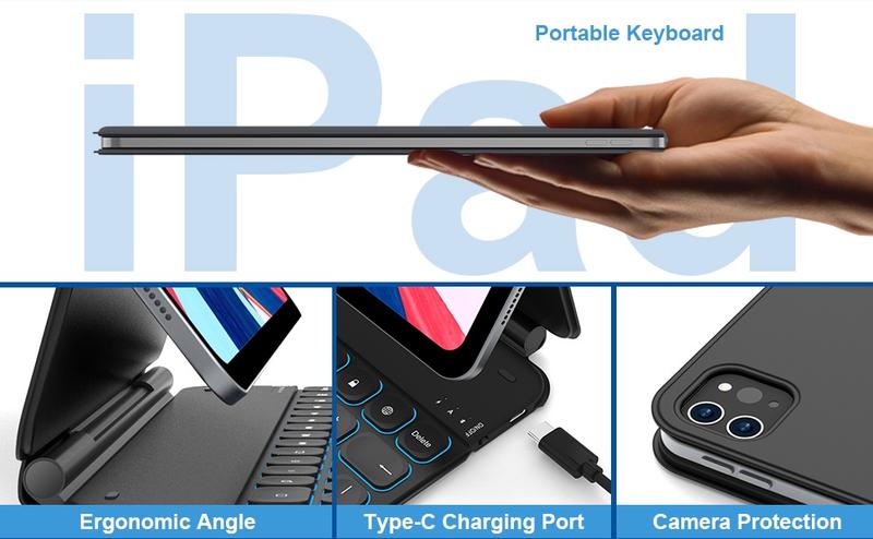 Product Introduction of "Goojodoq for ipad keyboard with Case for Air 4/5 /6 Pro 11 12.9 2021 - 2018 A16 M3 2025 Gen10 floating cantilever cover wireless bluetooth" 33