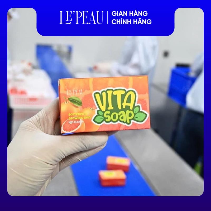 Xà Bông Tắm Trắng Mặt & Body Vita Soap 85g LE'PEAU - Kích Trắng, Tẩy Da Chết, Dưỡng Sáng Da 4