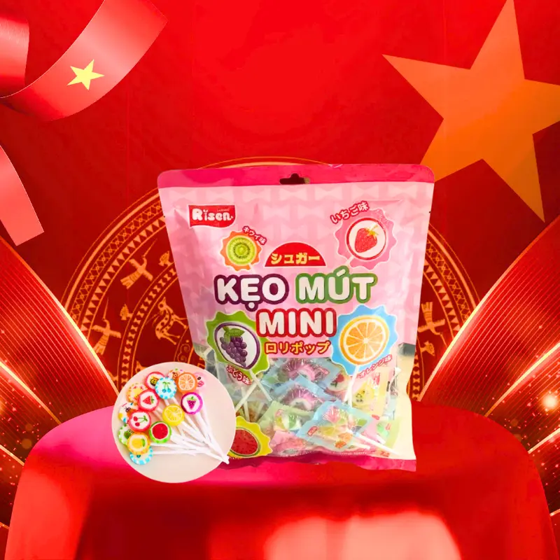 (Gói ~50 Cái) Kẹo Mút Mini Mix Đủ Vị  - Risen Việt Nam  Candy Snack Ăn Vặt Food