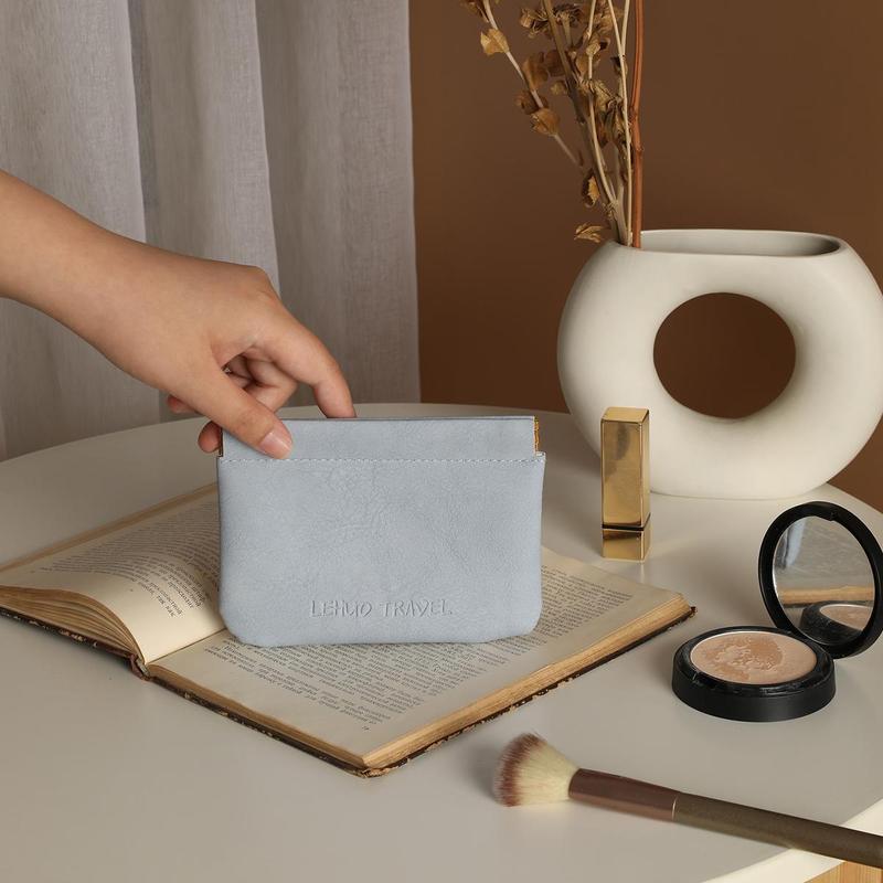 Portable Letter Print Leather Wallet, 1 Count Minimalist Coin Purse, Multi-functional Key Storage Bag, Gift For Friends 2