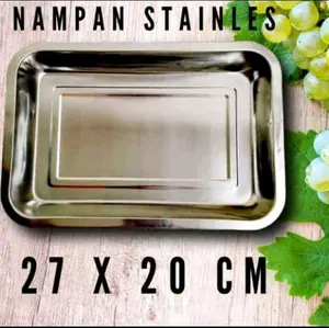 Nampan Stainless  steel tebal /Baki saji kotak Kitchenware