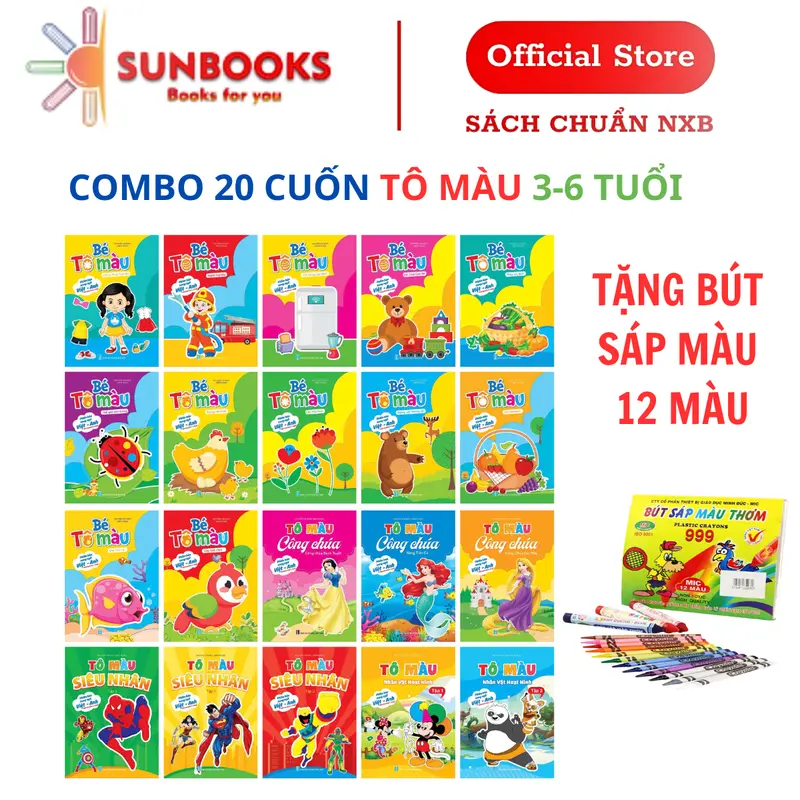 Sách Tô Màu - Bộ 20 Cuốn Tô Màu Song Ngữ Cho Bé Nhiều Chủ Đề Cho Bé Thoả Sức Sáng Tạo - Cho Bé 3-6 Tuổi 0