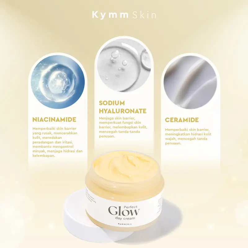 [EXCLUSIVE] KYMM SKIN Perfect Glow Day Cream 10gr with UV Protector & Anti Bluelight Kymm Skin | Krim Pagi Moisturizer Pelembab Perawatan Mencerahkan Pencerah Wajah Kusam Anti Aging Noda Hitam 4