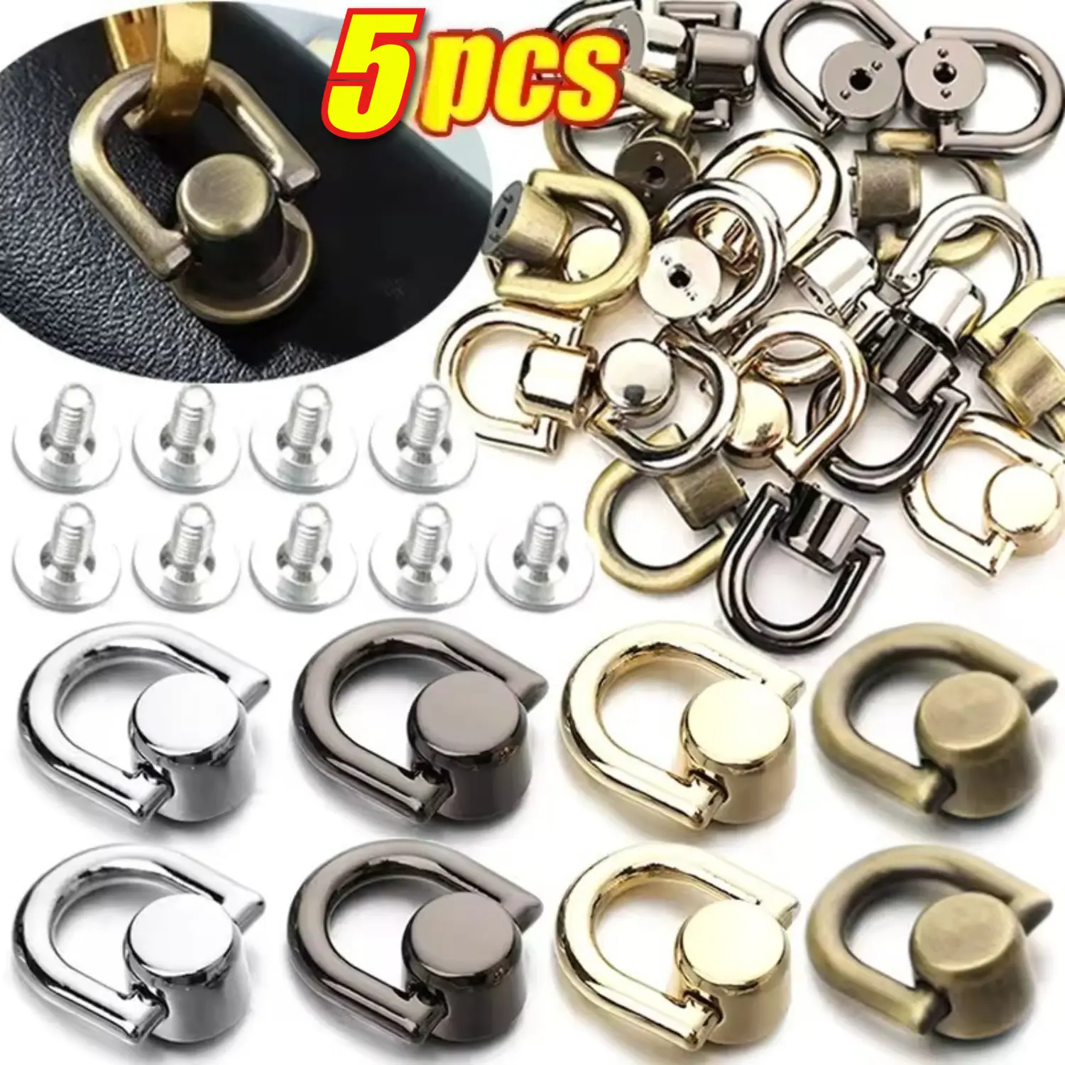 2/5Pcs Metal Bag Rivet Nail Buckle Studs Button Handbag Belt Hanger ...