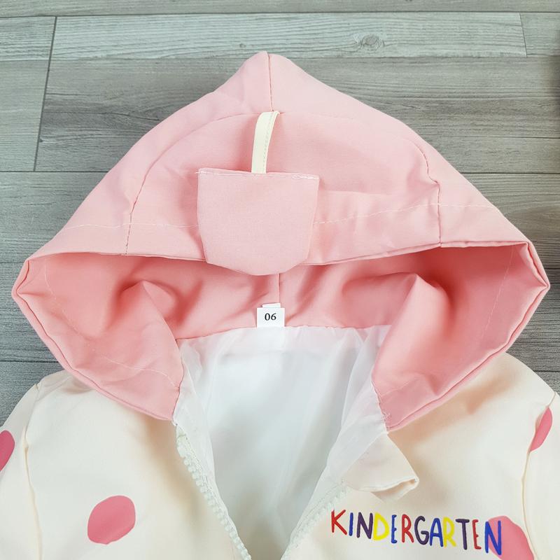 Áo khoác hồng cho bé gái 10-26Kg chất dù chống nắng 2 lớp có mũ hình hoa cười dễ thương 3