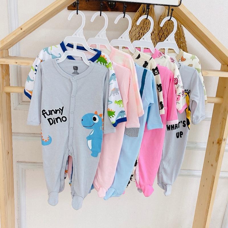    Sale   Sét 2 Body Liền Tất Vớ Cho Bé Trai  Bé Gái Size 2-9kg Chất Cotton Xuất Dư 