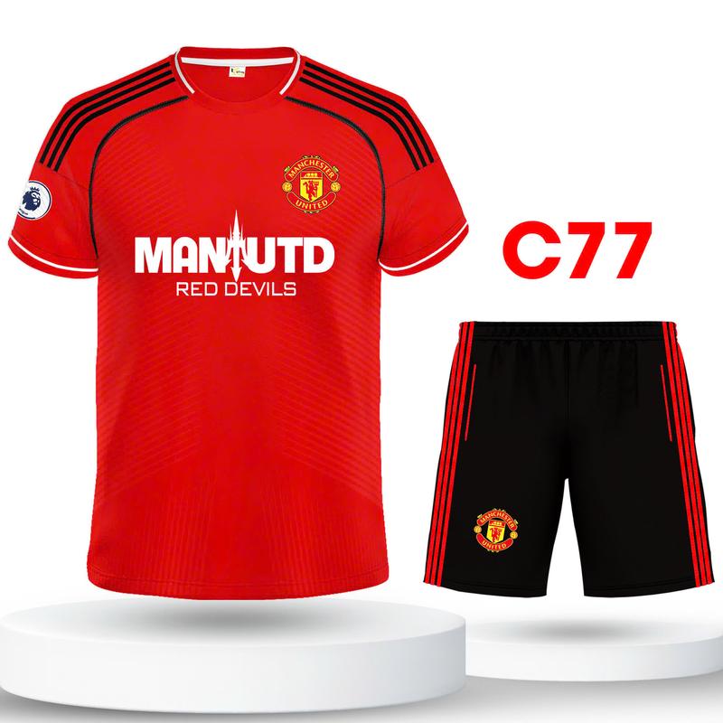 Bộ Quần Áo Bóng Đá Đồ Đá Banh Mờ U ĐỎ ĐEN Thun Lạnh Cao Cấp Logo Thêu