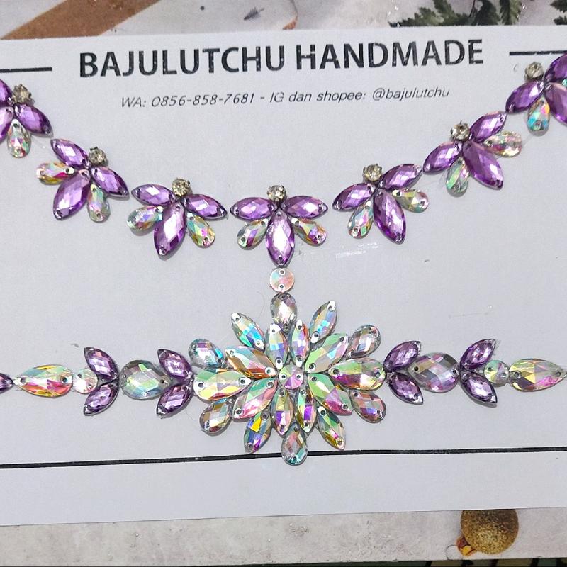 Payet leher Payet pinggang set ungu Lilac lavender 0