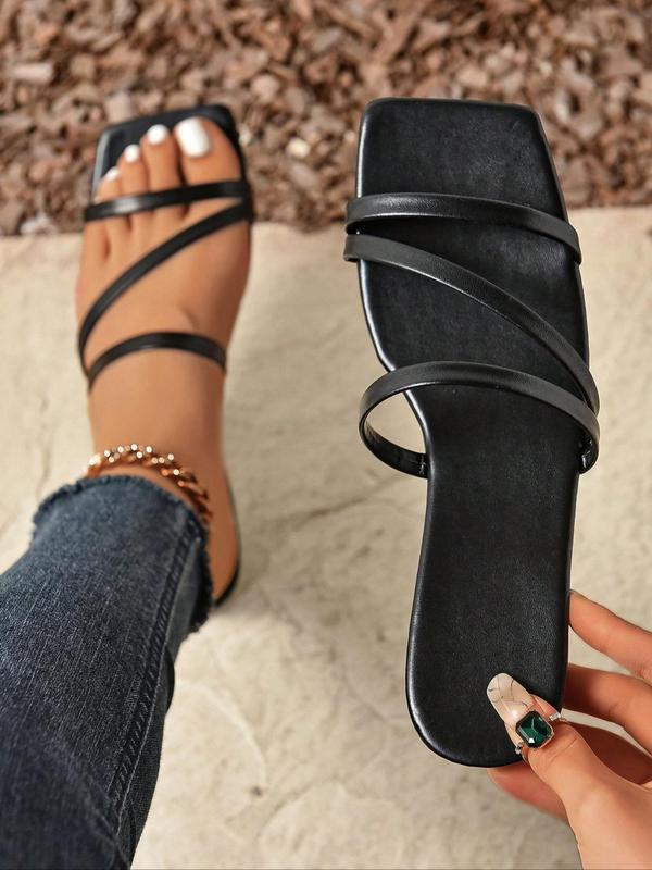 Women's Fashionable Plain Color Slides, Casual Comfortable Flat Sandals for Summer, Lightweight Breathable Slides for Indoor & Outdoor Wear, Walking Shoes 4