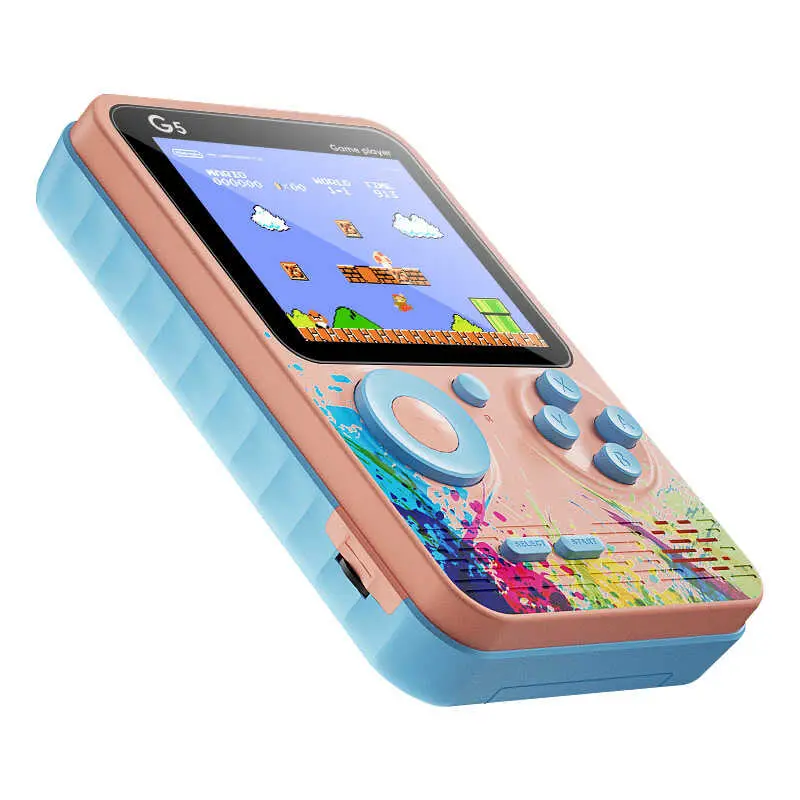 G5 Macaron children's game Contra mini arcade 500 gaming high definition screen charging handheld console Protection Chargeable