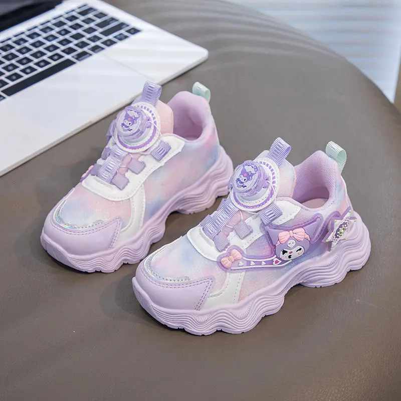 Giày Bé Gái, Bộ Sưu Tập Mùa Thu, Giày Thể Thao Có Nút Kuromi Xoay, Thoáng Khí, Giày Cho Trẻ Em Mới, Dad Shoes, Cho Bé Gái, Năm 2025 2