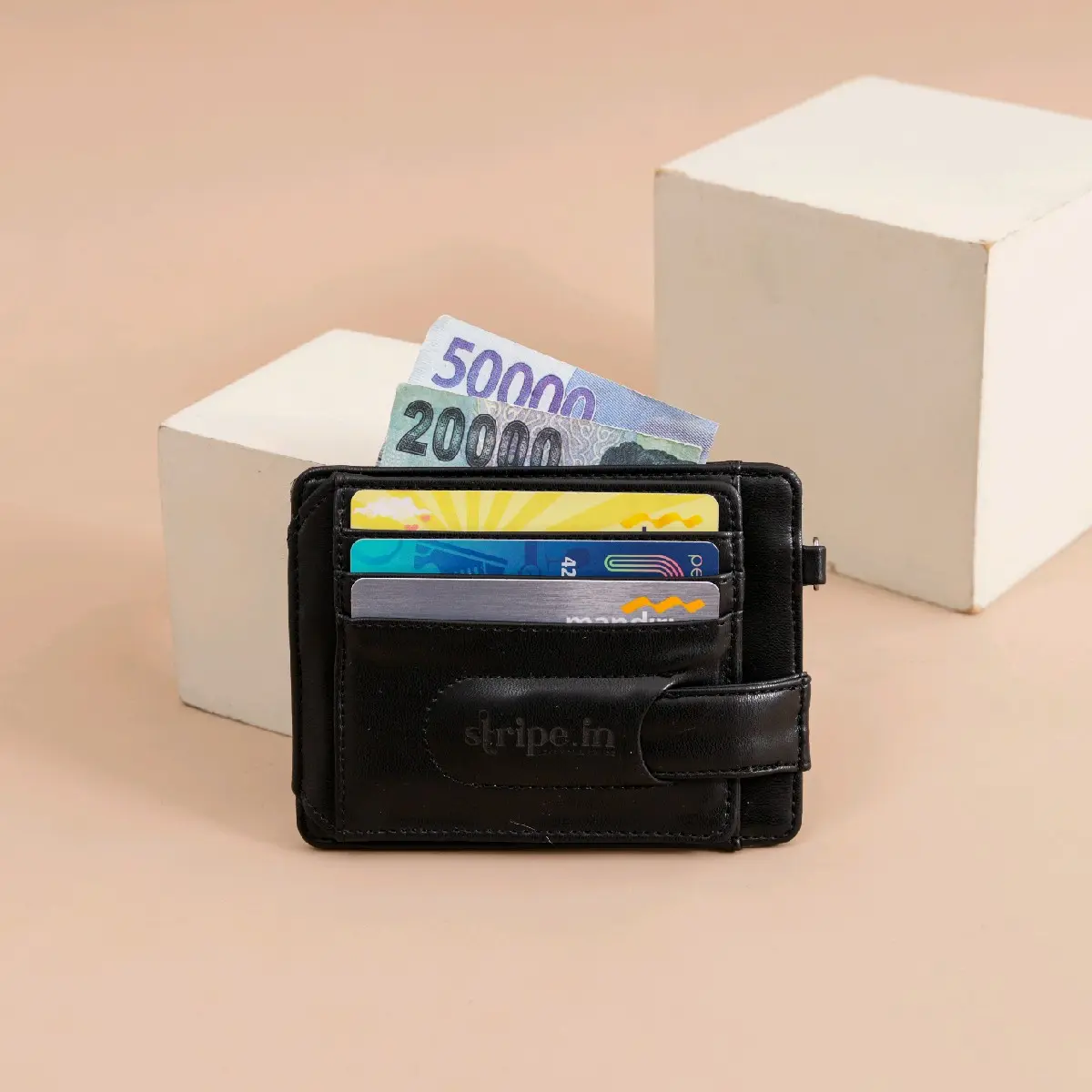 stripe.in cardholder - Black Fold Dompet Kartu