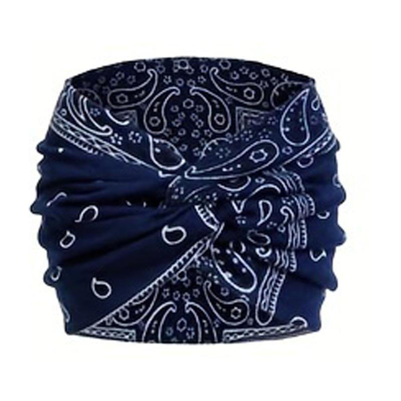 Product Introduction of Boho Women Floral Print Outdoor Headband Sports Elastic Wide Criss Cross  Running Adjustable Headbands Yoga Sweat Absorption Head Band Bandeau Sport Hair Band Hair Accessories 4