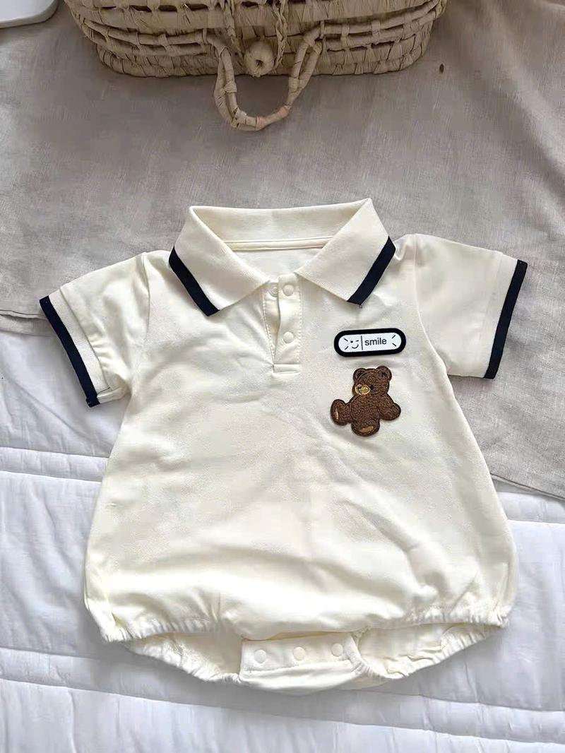 Product Introduction of Áo liền quần Bodysuit ngắn tay cho bé trai Body công tử bé trai Body chip cộc tay cổ đức Gấu SMile SLH279 9