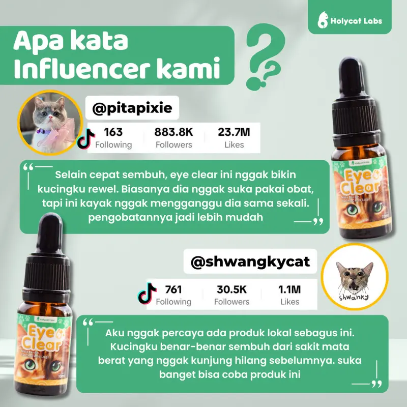 PL Holycatlabs EYE CLEAR 10ML Obat Tetes Mata Kucing Pembersih Infeksi Kotoran Belekan Merah Bengkak 5