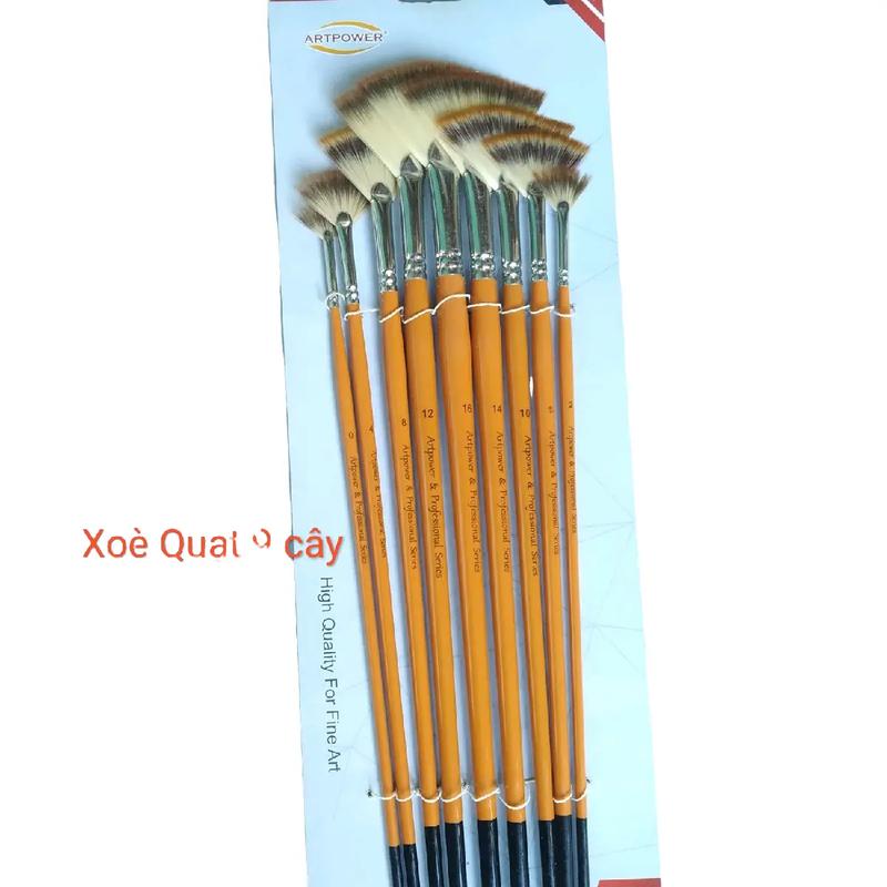 Bộ cọ vẽ đầu xoè quạt đủ size chất lượng tốt, hiệu Artpower 0