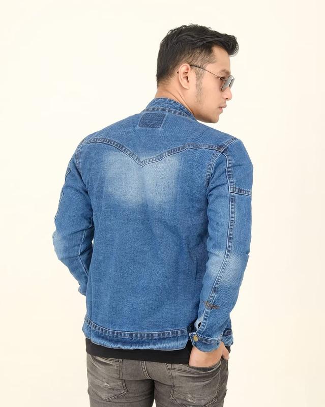 jaket jeans pria resliting lengan panjang 2