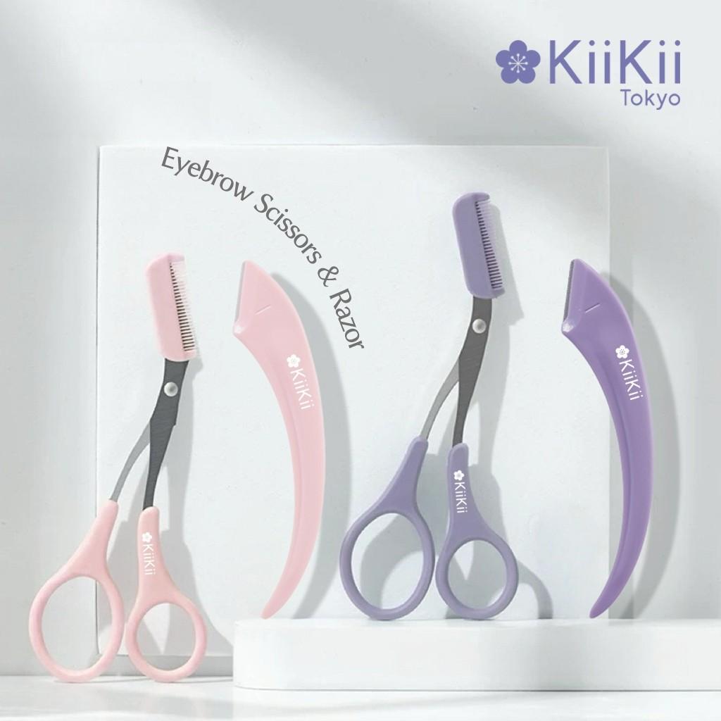 KiiKii Beauty มีดกันคิ้ว ที่กันคิ้ว กรรไกรตัดขนคิ้ว พร้อมหวี ชุดที่เล็มขนคิ้ว 2 ชิ้น/เซต