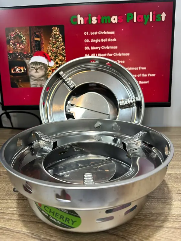 Combo 3 bếp cồn chắn gió, bếp cồn inox có nút gạt tặng kèm vá múc lẩu inox 0