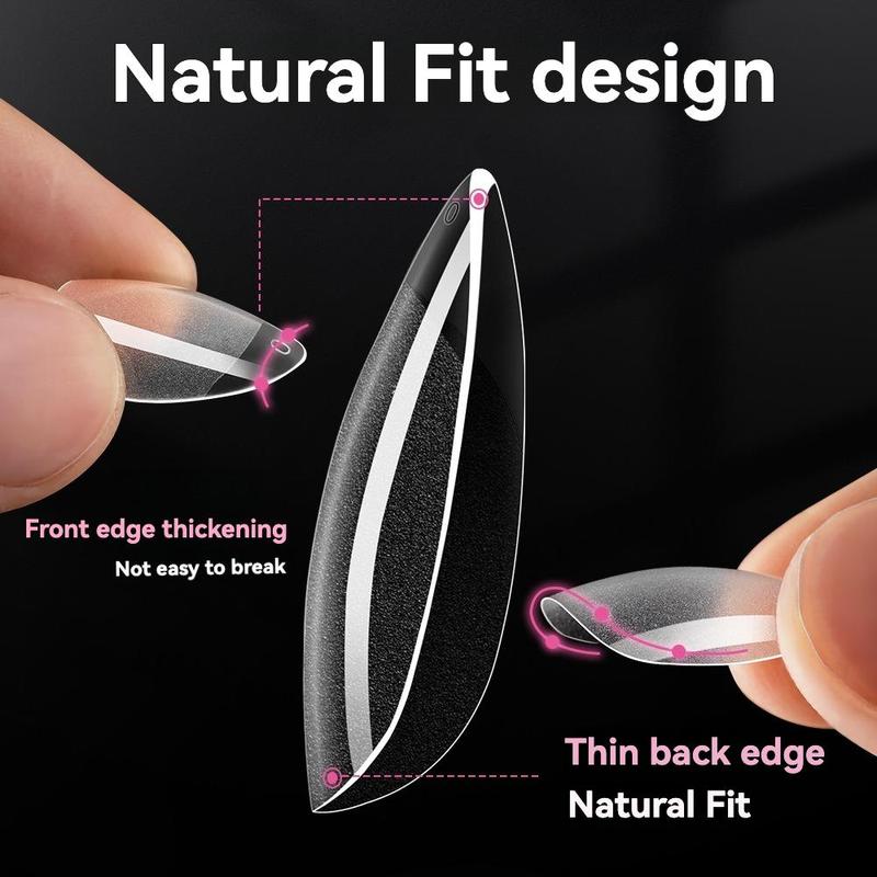 Product Introduction of Semi-matte Almond False Nails, 240 Pieces/box, Full Coverage Soft Gel False Nails, No-carving False Nails, Nail Extensions for Women and Girls 3