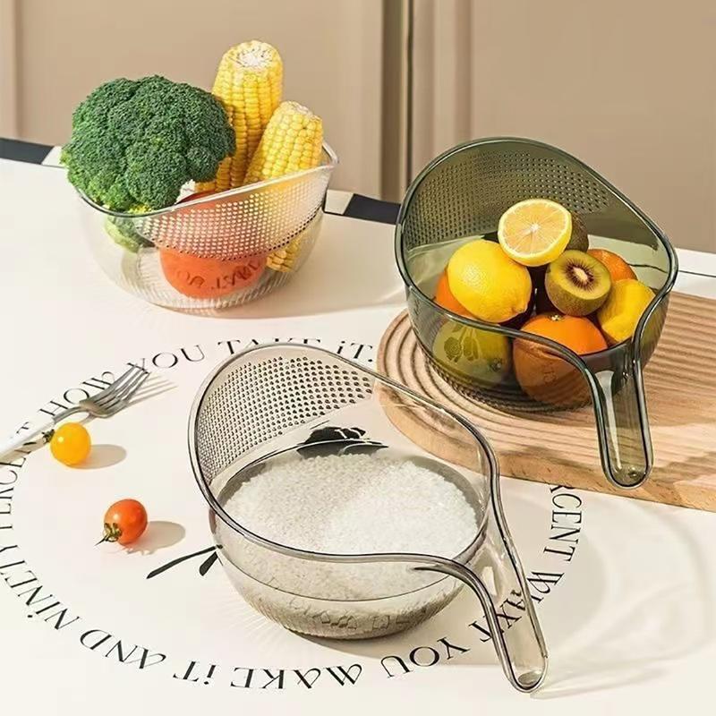 Rổ Rửa Cơm Đồ Dùng Nhà Bếp Đơn Giản Rổ Ráo Nước Đa Năng Giỏ Rửa Rau Củ Gia Dụng Có Tay Cầm Giao Hàng Địa Phương Khay Nhựa Đa giá để chén