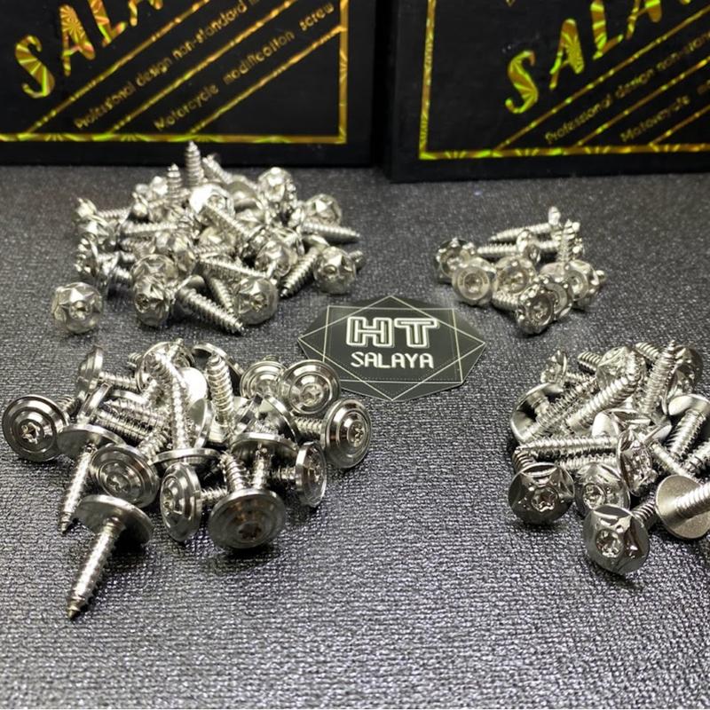 COMBO ỐC 5ly SALAYA LẮP PÔ E , LỌC GIÓ XE TAY GA INOX 304