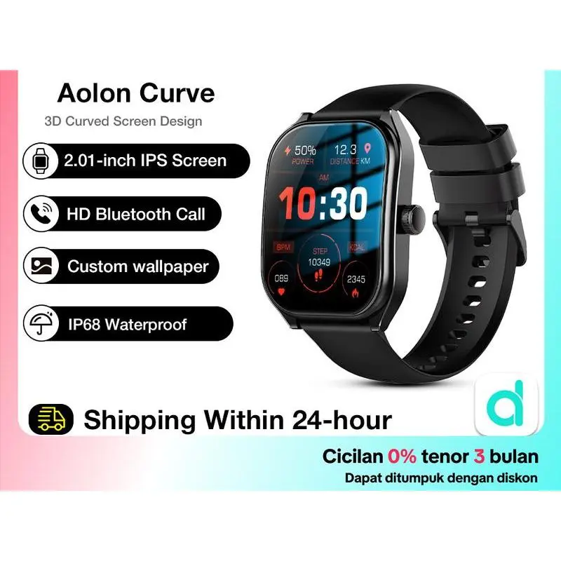 [24h ship] aolon curve smart watch new | IP68 waterproof | 2.01-inch curved IPS screen | Bluetooth call | custom wallpaper smartwatch health monitoring smart watch jam tangan Pria jam tangan Wanita