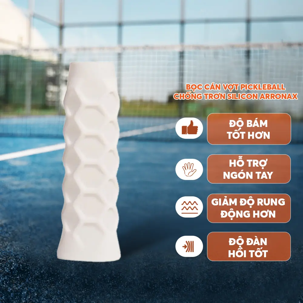 Bọc Cán Vợt Pickleball Arronax Cao Cấp - Màu Trắng - Bền Bỉ - Tiết Kiệm Chi Phí