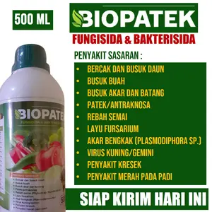 500ml BIOPATEK Obat Bercak Daun dan Busuk Buah, Busuk akar dan Batang, Patek/antraknosa, Layu fusarium Buah Cabe, Tomat, Brokoli, Kacang, Kentang, Mangga Pupuk Organik Semprot Atasi Hama Penyakit Virus Tanaman Paling Bagus 100% ORIGINAL Jamur Merah