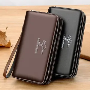 Dompet Kulit Pria Original Locoerdaishu Dompet Panjang Slot Kartu PU Leather Premium Hitam & Coklat