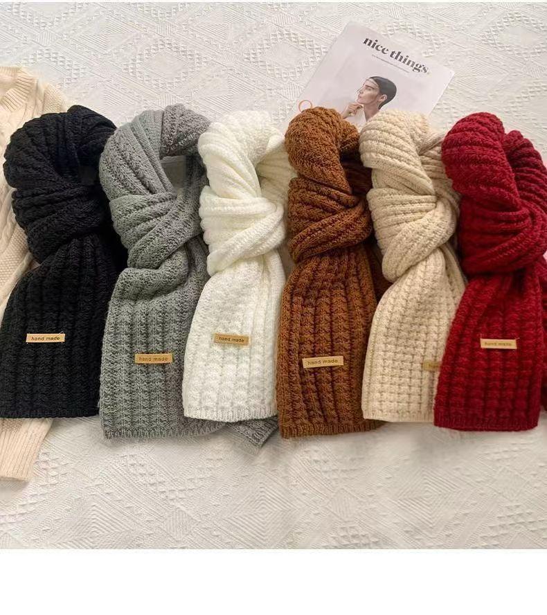Product Introduction of Women's Wool Knitted Scarf Autumn and Winter Korean Style All-Matching Thickened Warm Shawl Atmosphere High Sense Student Scarf Fashion 5