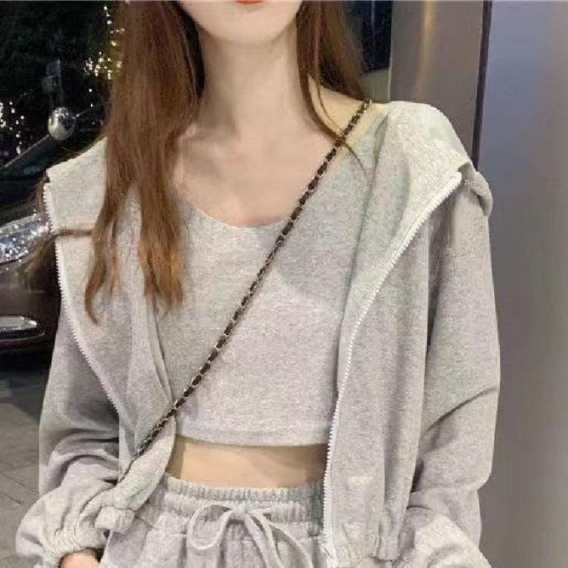 Bộ Đồ Ba Mảnh, Phong Cách Hàn Quốc Mới Mùa Xuân Và Mùa Thu, Phong Cách Preppy Đường Phố Ngọt Ngào Bộ Đồ Thể Thao Thời Trang Thường Ngày Dáng Rộng Rãi, Dành Cho Nữ 5