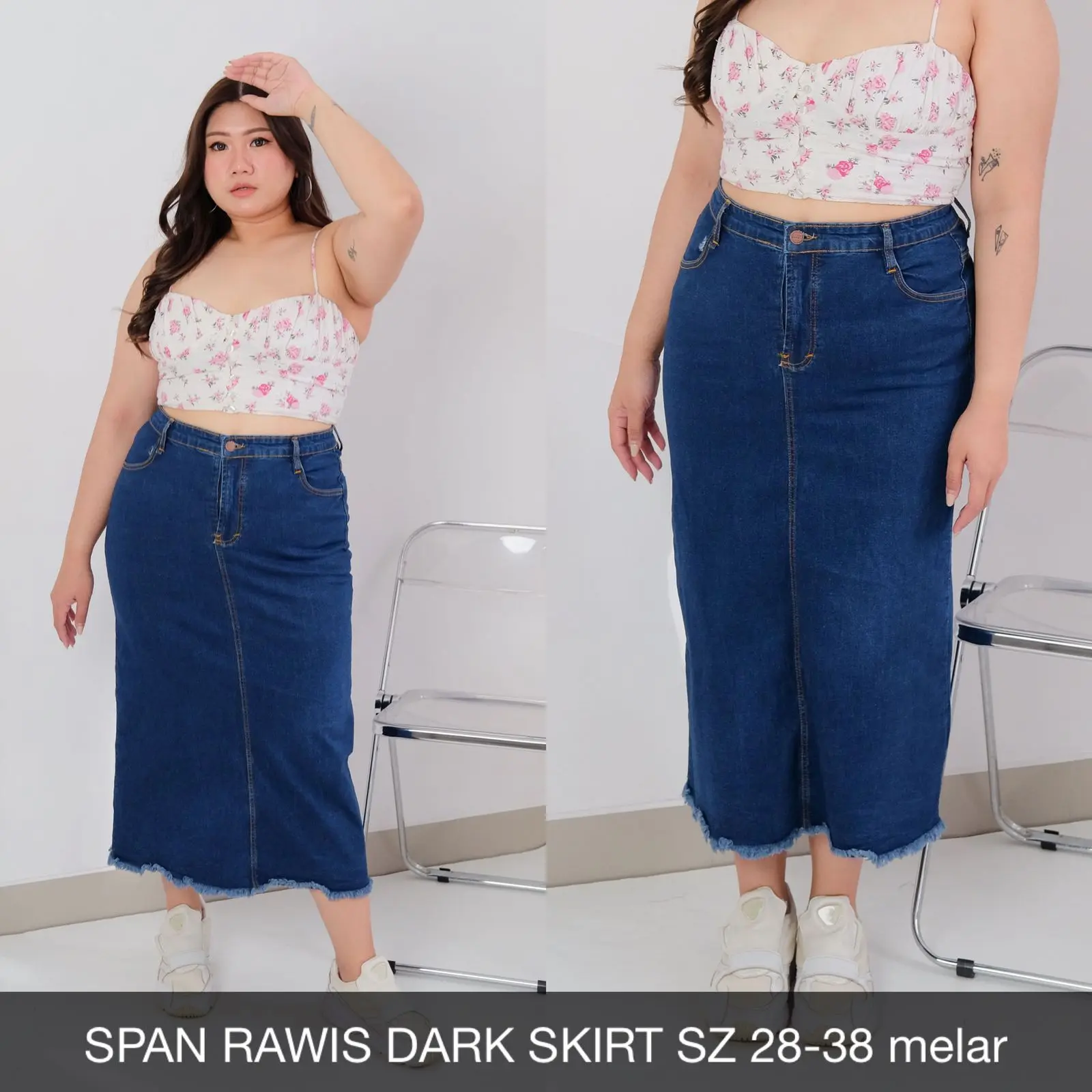 SYS Clothier 7/9 Rok Span Skirt Series Rok Jeans Wanita Normal dan Jumbo Rok Panjang Highwaist Rok Jeans Wanita SoftJeans Melar Premium Quality || COD || Rawis