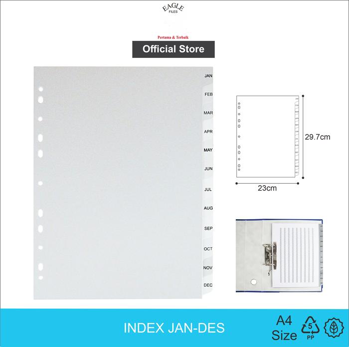 Gambar EAGLE FILES Pembatas Binder A4 JAN-DES TABS / Odner Divider Index / File Divider Index - Jan - Des dari EAGLE FILES OFFICIAL Kota Administrasi Jakarta Barat Tokopedia