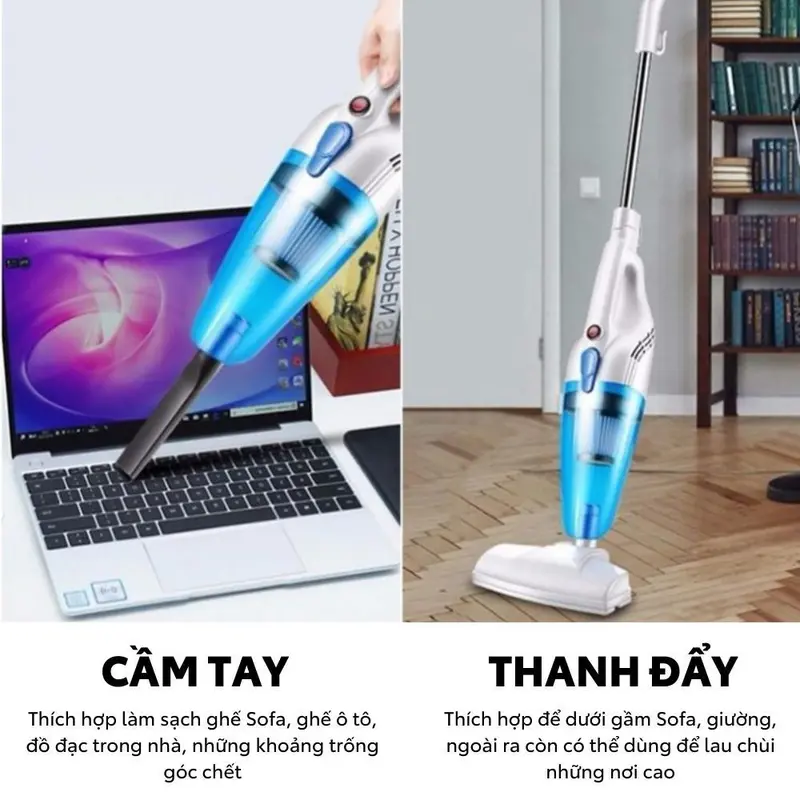 Máy hút bụi cầm tay mới HANFUREN - Thiết bị đa năng 2 trong 1 với khả năng hút và lọc bụi mịn mạnh mẽ - Công suất lớn - (Bảo hành 12 tháng) Làm sạch máy hút bụi cầm tay mayhut  buicamtaydeerma 1