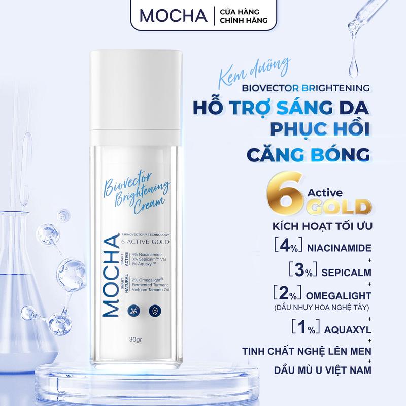 Kem Dưỡng Phục Hồi Da MOCHA BIOVECTOR 6 ACTIVE GOLD, Hỗ Trợ Làm Sáng Da, Lành Tính Cho Da Dầu Mụn Nhảy Cảm Skincare Chăm Sóc Da Dưỡng Ẩm Da Làm Đẹp Da Nữ