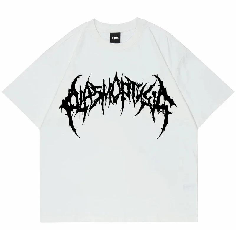 Men Tshirts Graphic Streetwear Hip Hop Goth Summer Y2K Print Harajuku Short Sleeve Cotton Tops Tees Oversized T-Shirt Clothing 2