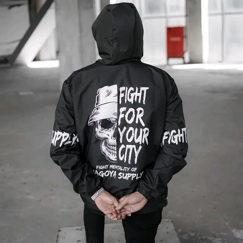 JAKET CAGOULE NAGOYA SUPPLY TERBARU JAKET PERASUT PRIA JAKET MOTOR JAKET OUTDOR Musim dingin Santai Hitam Putih Musim panas Casual Distro Keren Lembut Simple Panjang Nyaman 8