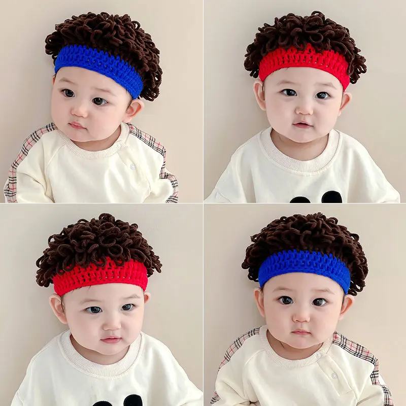 Mũ Trẻ Em Bé, Bộ Sưu Tập Mùa Xuân Và Mùa Thu, Cho Bé Trai, Tóc Giả, Tóc Xoăn, Phong Cách Afro, Vui Nhộn, Thích Hợp Cho Mùa Thu Và Mùa Đông, Trẻ Em