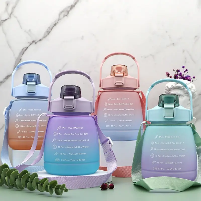 Bình nước cute có ống hút nhựa cao cấp dung tích 1300ml, Bình đựnġ nước có vòi 1,3 lít có chia vạch tiện lợi an toàn 1