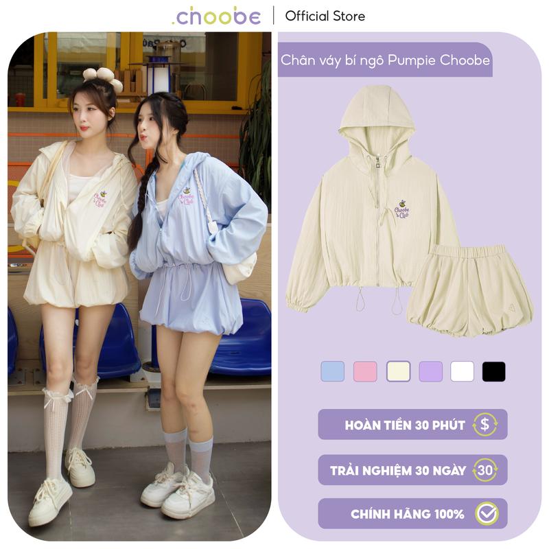 Set áo khoác gió Choobe Club kèm quần đùi cạp chun gió lụa mềm AK18+QS18