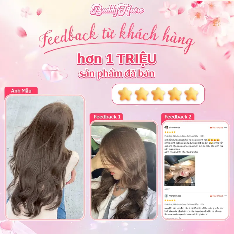 Thuốc nhuộm tóc Nâu Lạnh Sáng, Nâu Lạnh, Nâu Trà Sáng không cần dùng Thuốc tẩy tóc Buddyhairs, Buddyhair, Buddy.hairs Đổi Màu Tóc 5