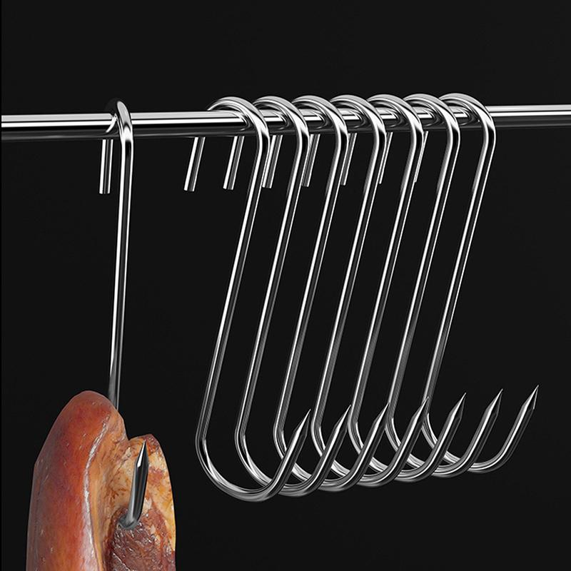 Product Introduction of [XKQ]10pcs S-shaped Hook Multi-function Stainless Steel Kitchen Tool Meat Roast Duck Hanger Hanging Organizer 20