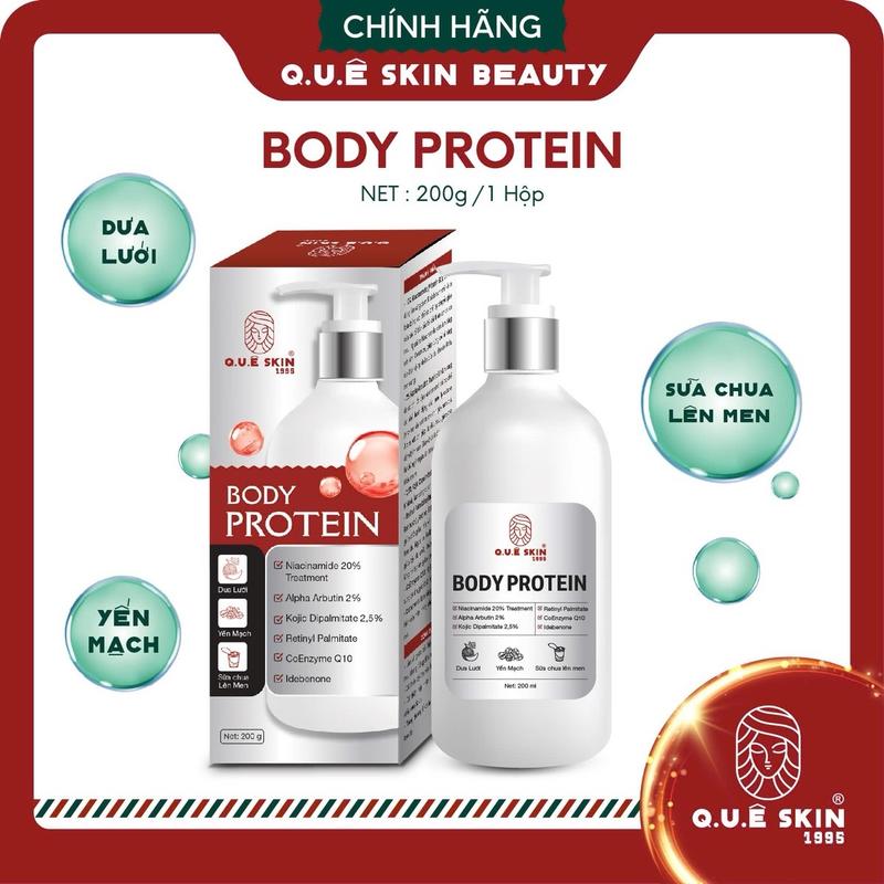 KEM BODY PROTEIN (200ml) Chiết Xuất: cam thảo Thương hiệu QUÊ SKIN ( dưỡng toàn thân ) hương hoa hỗ trợ chai sần cháy nắng hỗ trợ nâng tone Dưỡng Da Body Làm Đẹp Da  Lotion Dưỡng Body body  chongnang kem dưỡng ẩm body cho da khô