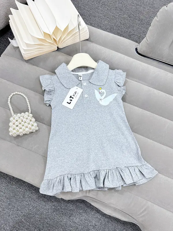 Váy Đầm công chúa có cổ tay bèo cho bé gái chất cotton cao cấp co giãn đa chiều nhà MiDu Kid 4