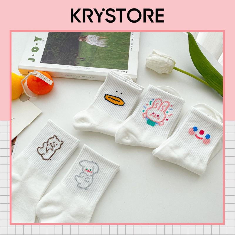 Tất vỡ nữ cổ cao trắng hình cute chất đẹp phong cách Hàn Quốc TC08